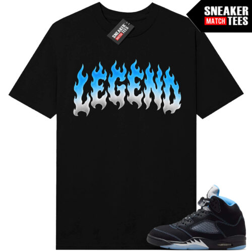 Black Carolina 5 AJ5 Sneaker Match Tees Black Legend flame
