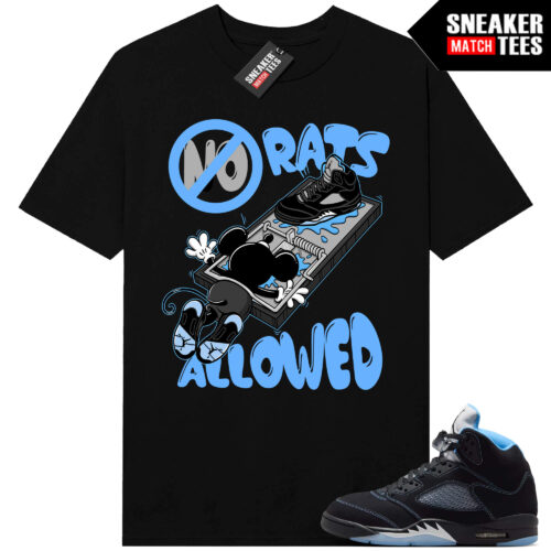 Black Carolina 5 AJ5 Sneaker Match Tees Black No Rats Allowed
