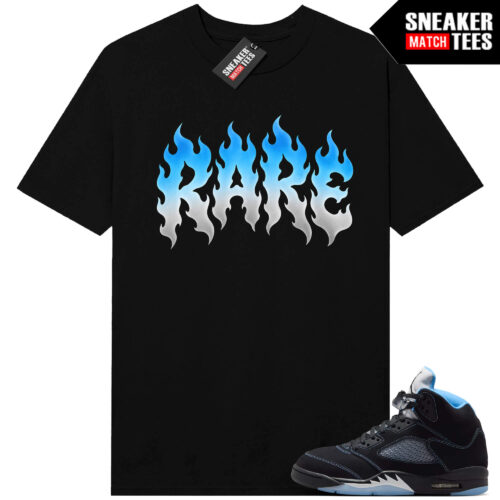 Black Carolina 5 AJ5 Sneaker Match Tees Black Rare flame