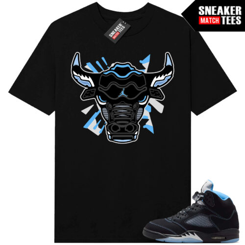 Black Carolina 5 AJ5 Sneaker Match Tees Black Retro Bull