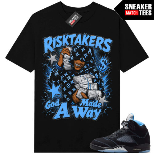 Black Carolina 5 AJ5 Sneaker Match Tees Black Risktakers God Made A Way