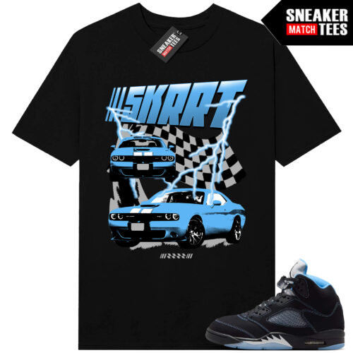 Black Carolina 5 AJ5 Sneaker Match Tees Black SKRRRT