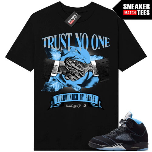 Black Carolina 5 AJ5 Sneaker Match Tees Black Snakes Trust No One