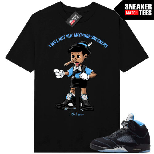 Black Carolina 5 AJ5 Sneaker Match Tees Black Sneakerhead Pinocchio