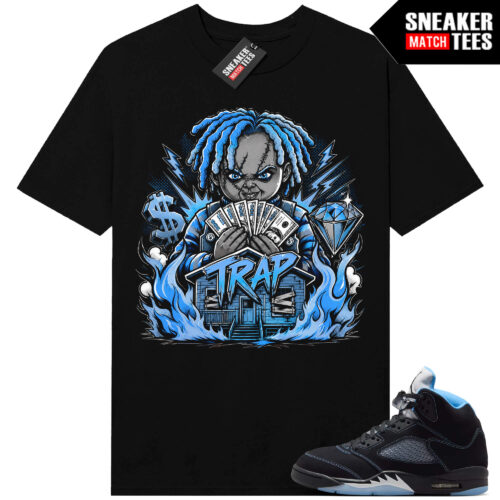 Black Carolina 5 AJ5 Sneaker Match Tees Black Trap Chucky V2