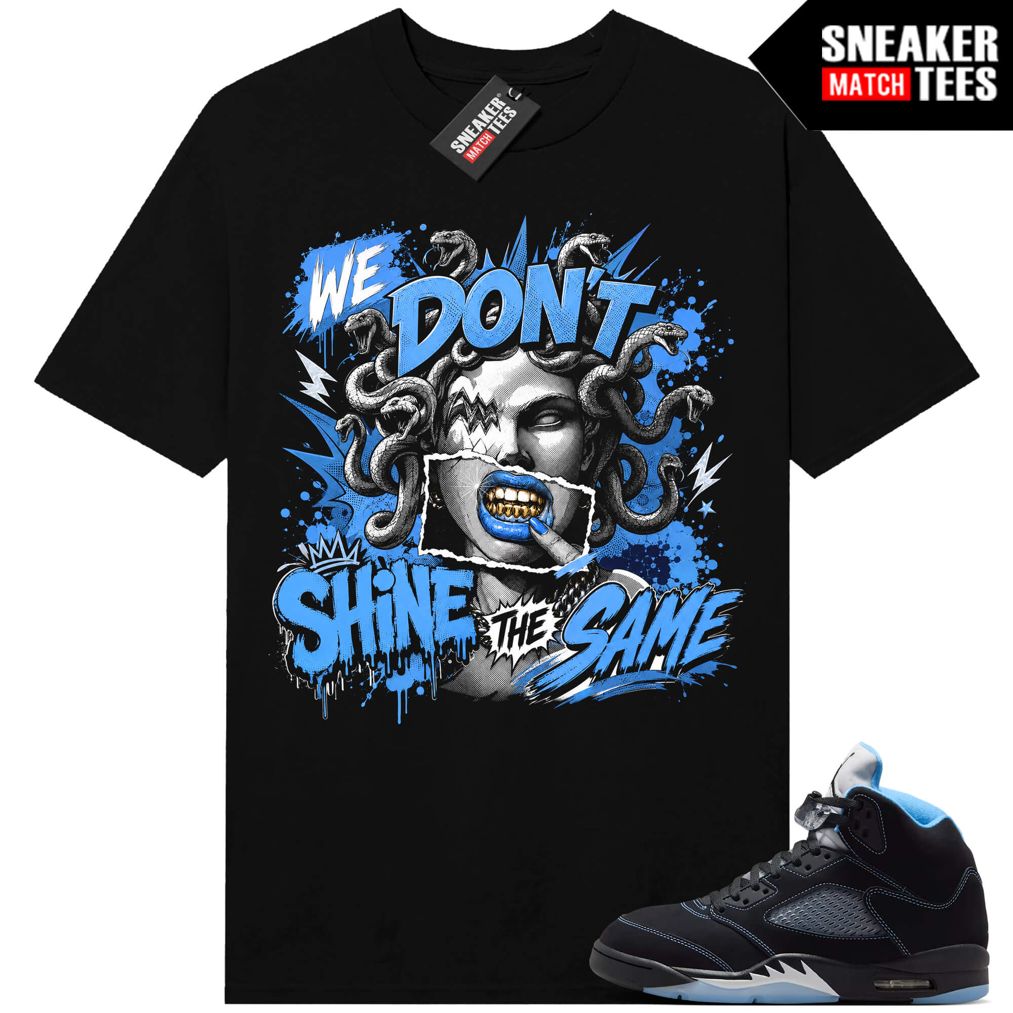Black Carolina 5 AJ5 Sneaker Match Tees Black We Dont Shine the Same