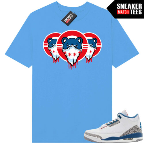 True Blue 3 AJ3 Sneaker Match Tees Baby Blue Chicago Triple Drip Logo