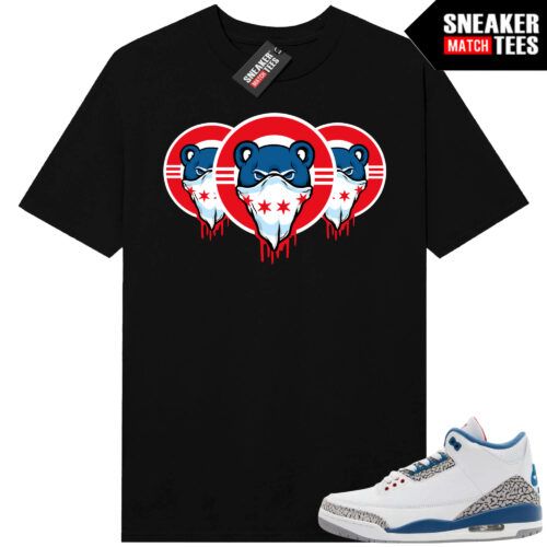 True Blue 3 AJ3 Sneaker Match Tees Black Chicago Triple Drip Logo