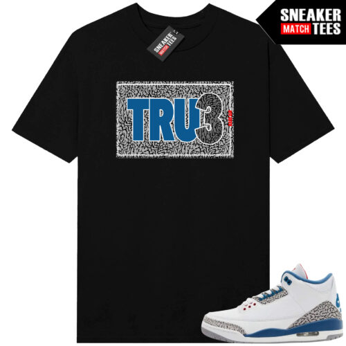 True Blue 3 AJ3 Sneaker Match Tees Black True Box