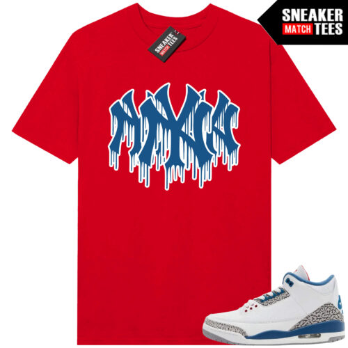True Blue 3 AJ3 Sneaker Match Tees Red NY Drip Triple Logo