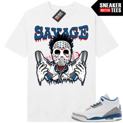 True Blue 3 AJ3 Sneaker Match Tees White 23 Savage