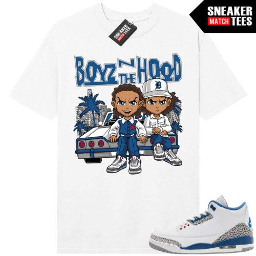 True Blue 3 AJ3 Sneaker Match Tees White Boyz N the Hood x Boondocks Parody