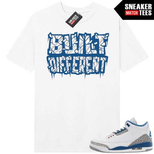 True Blue 3 AJ3 Sneaker Match Tees White Built Different