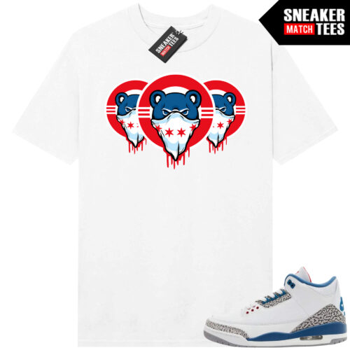 True Blue 3 AJ3 Sneaker Match Tees White Chicago Triple Drip Logo