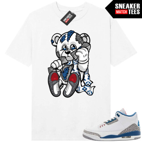 True Blue 3 AJ3 Sneaker Match Tees White Designer Bear