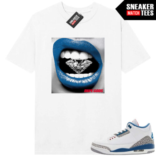 True Blue 3 AJ3 Sneaker Match Tees White Diamond Lips