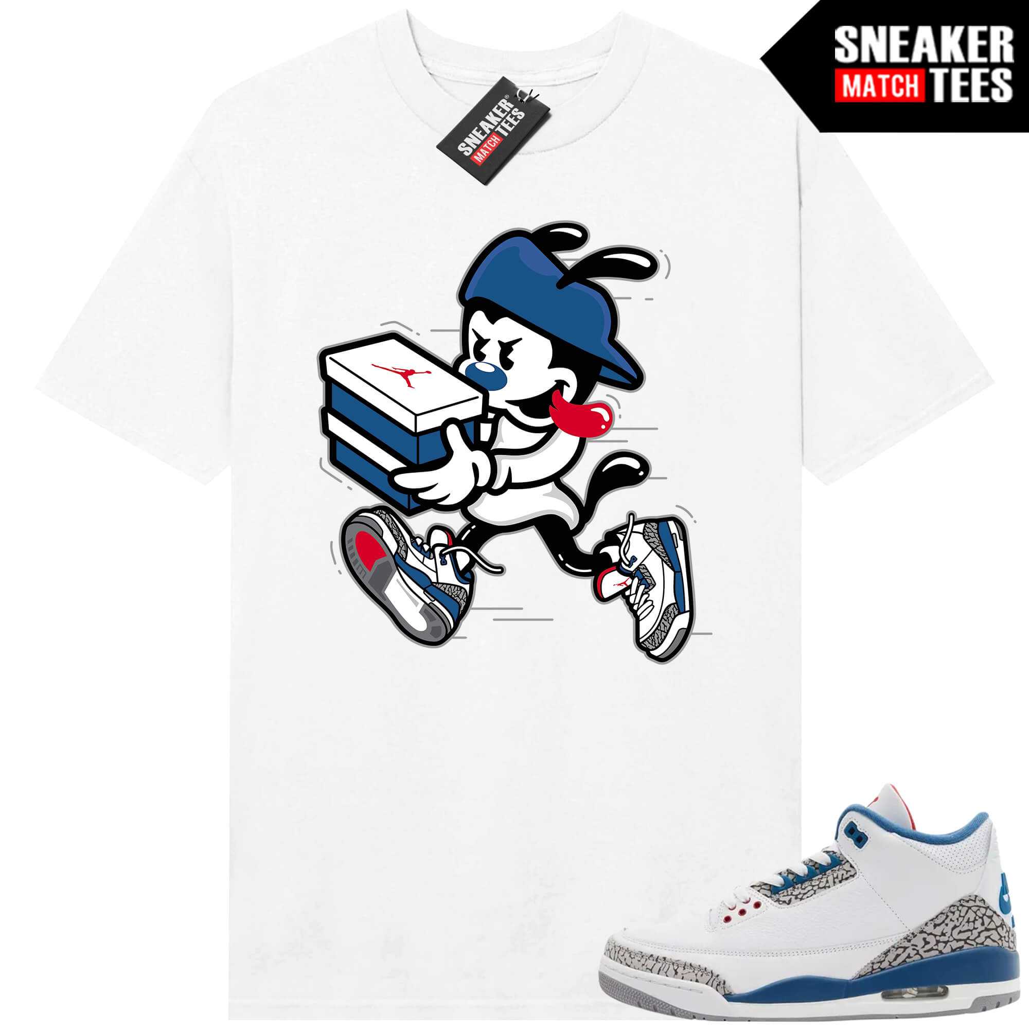 True Blue 3 AJ3 Sneaker Match Tees White Double Up