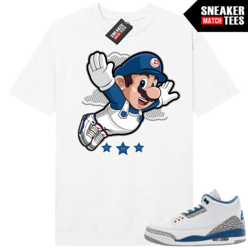 True Blue 3 AJ3 Sneaker Match Tees White Fly Mario
