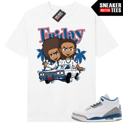 True Blue 3 AJ3 Sneaker Match Tees White Friday x Boondocks Parody