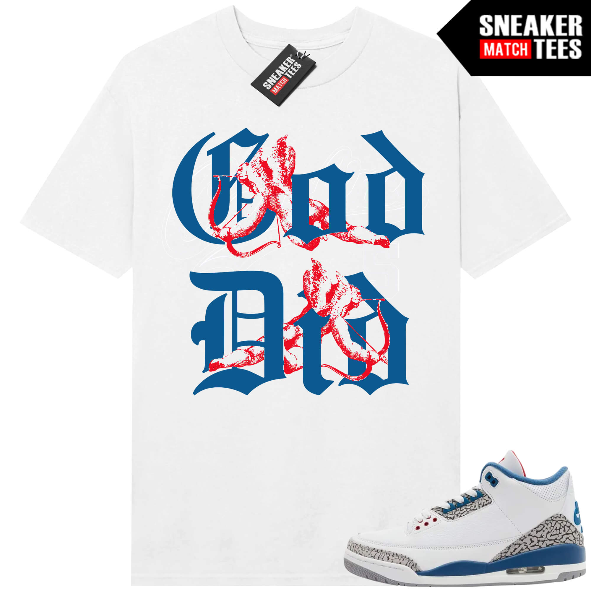 True Blue 3 AJ3 Sneaker Match Tees White God Did