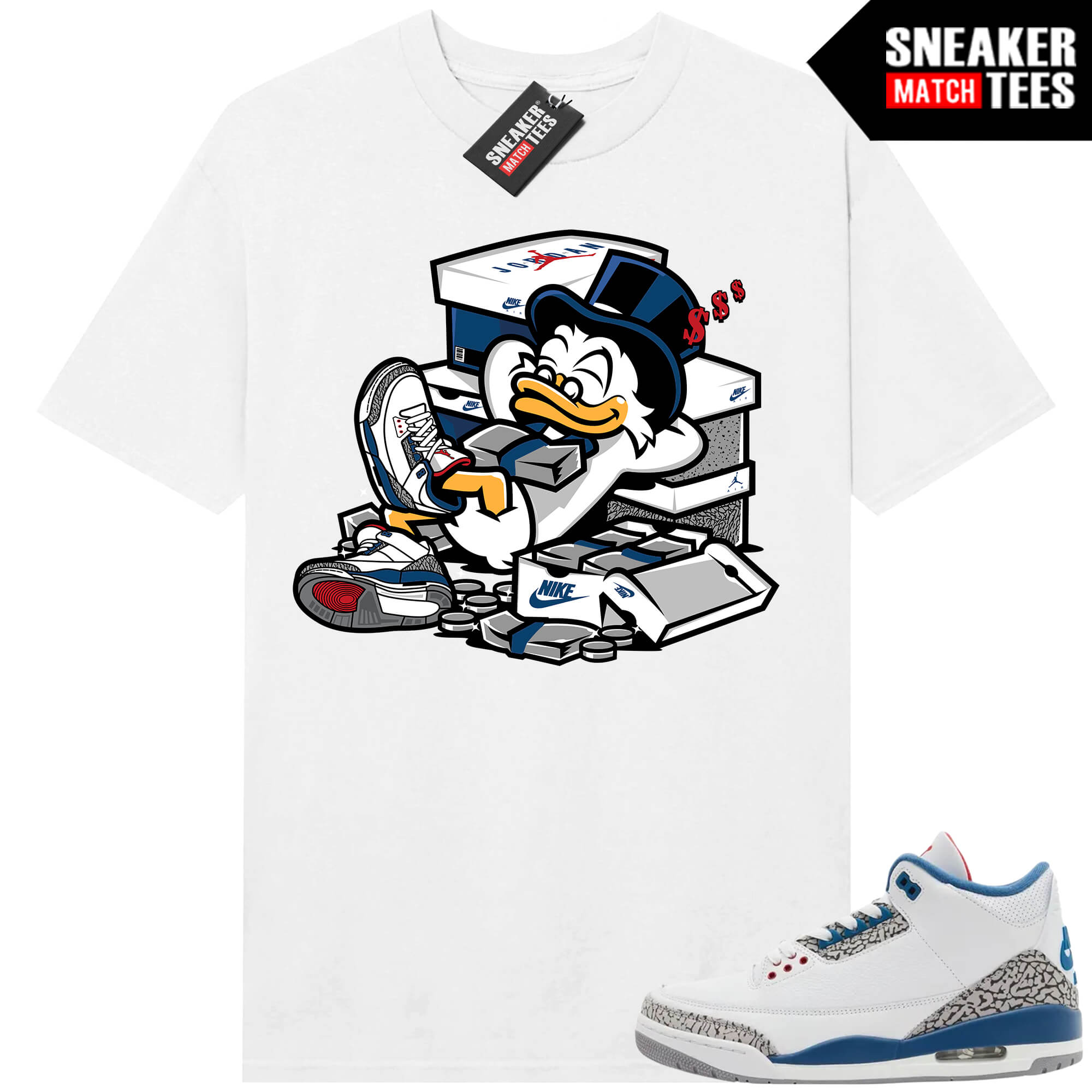 True Blue 3 AJ3 Sneaker Match Tees White Got My Bread Up