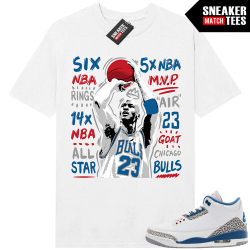 True Blue 3 AJ3 Sneaker Match Tees White MJ Jumper