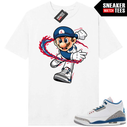True Blue 3 AJ3 Sneaker Match Tees White Mario Fire Kicks