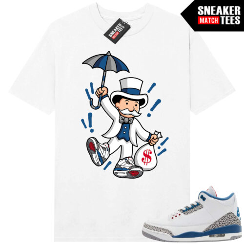True Blue 3 AJ3 Sneaker Match Tees White Monopoly Kicks