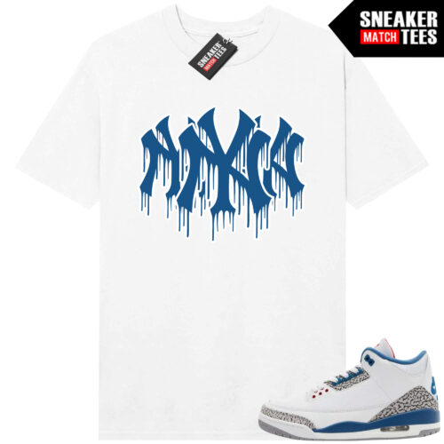 True Blue 3 AJ3 Sneaker Match Tees White NY Drip Triple Logo