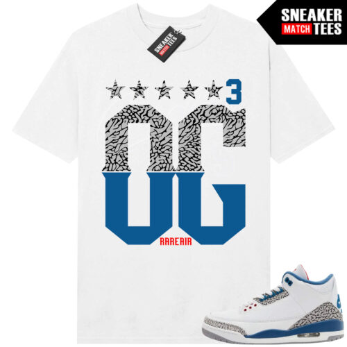 True Blue 3 AJ3 Sneaker Match Tees White OG