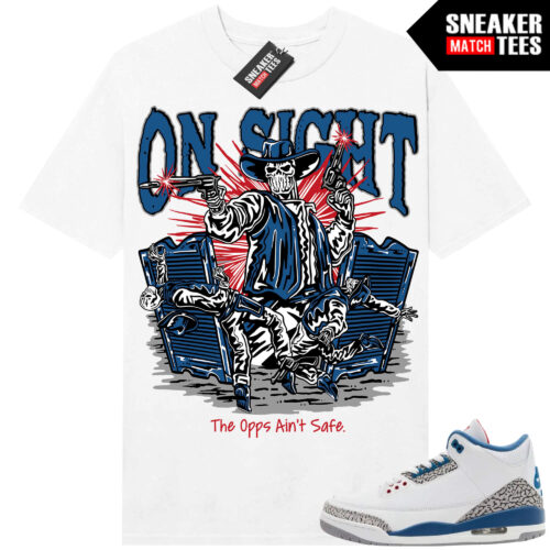 True Blue 3 AJ3 Sneaker Match Tees White On Sight Oversized Print