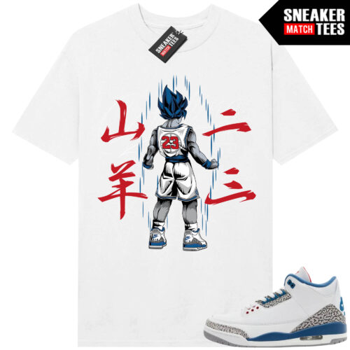 True Blue 3 AJ3 Sneaker Match Tees White Saiyan 23