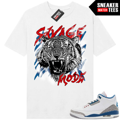 True Blue 3 AJ3 Sneaker Match Tees White Savage Mode