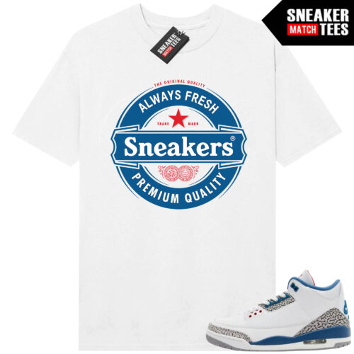 True Blue 3 AJ3 Sneaker Match Tees White Sneakers