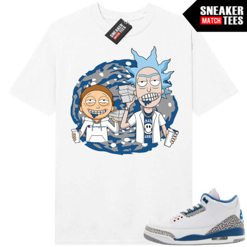 True Blue 3 AJ3 Sneaker Match Tees White Trap Ric Morty