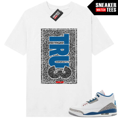 True Blue 3 AJ3 Sneaker Match Tees White True Box