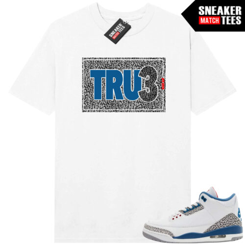 True Blue 3 AJ3 Sneaker Match Tees White True Box V2
