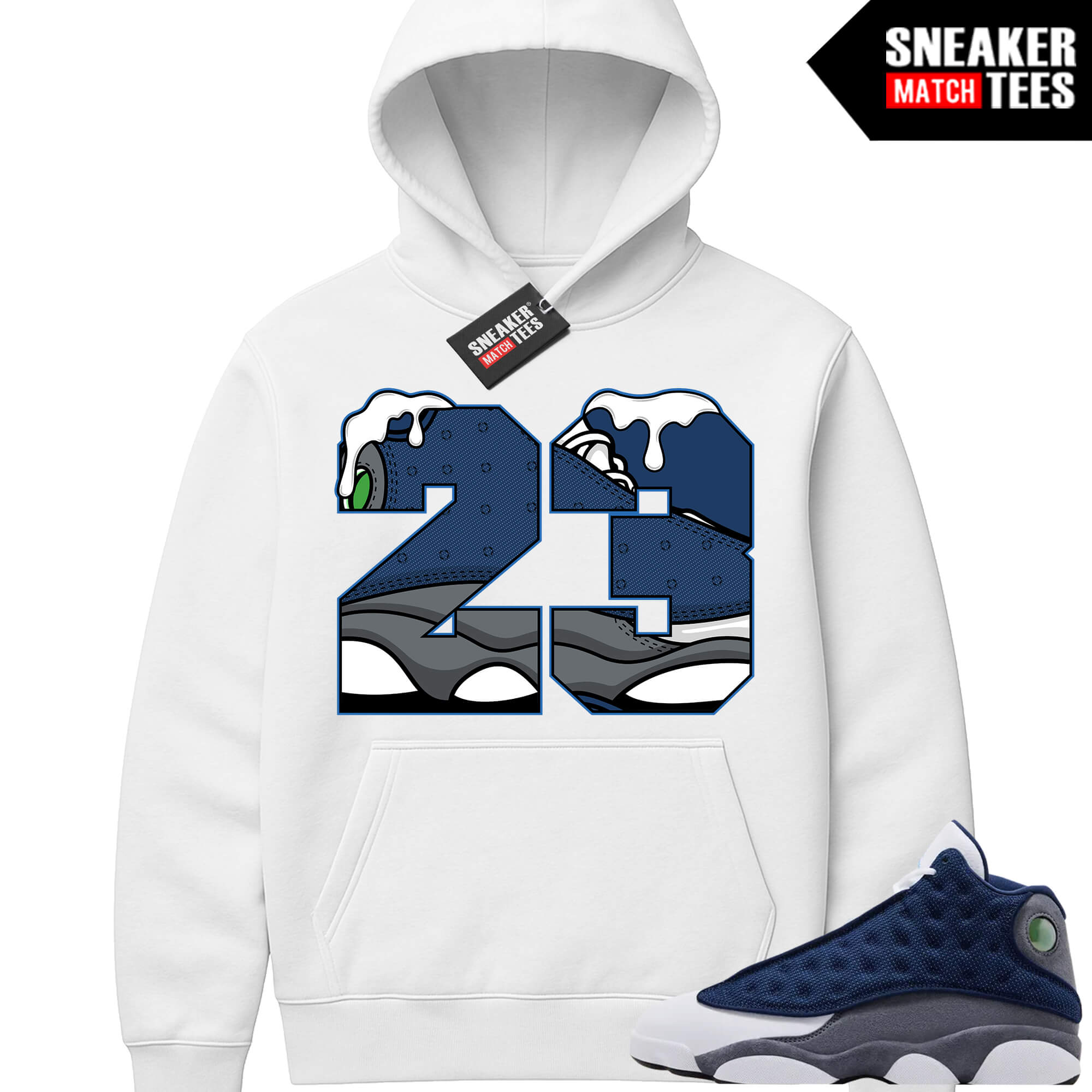 Flint 13 AJ13 Sneaker Match Graphic Hoodie White 23 Drip