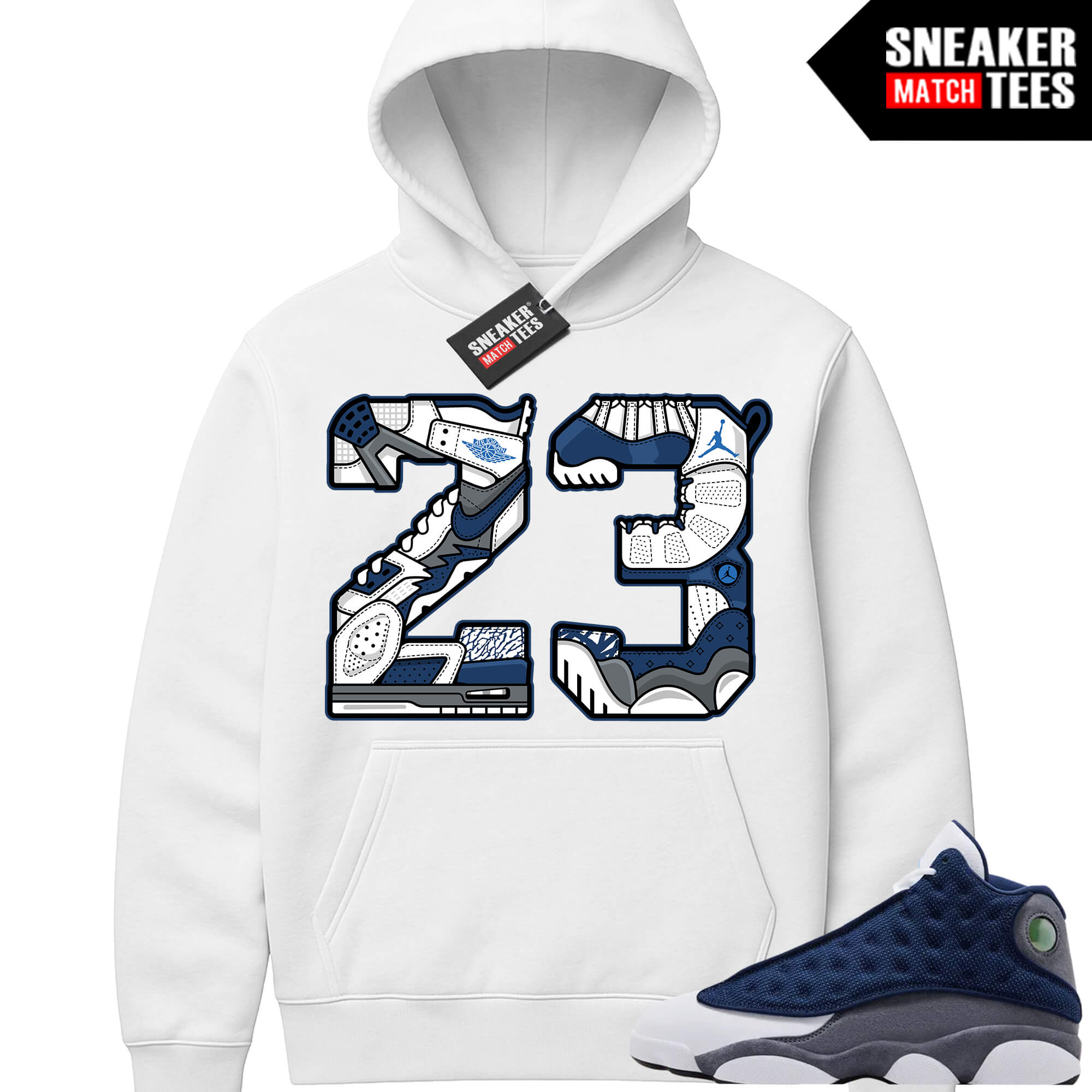 Flint 13 AJ13 Sneaker Match Graphic Hoodie White 23 Mashup