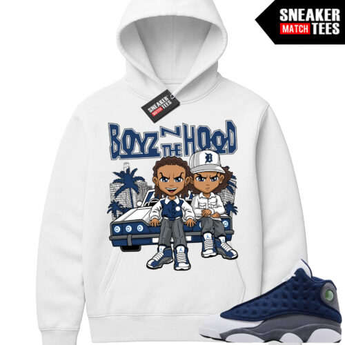 Flint 13 AJ13 Sneaker Match Graphic Hoodie White Boyz N the Hood x Boondocks Parody