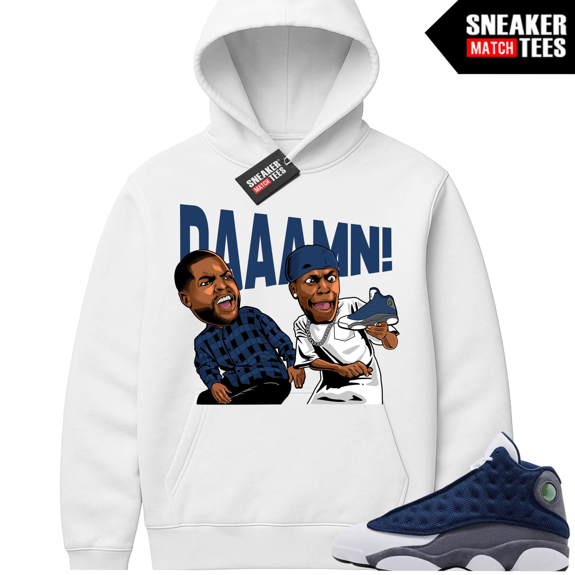 Flint 13 AJ13 Sneaker Match Graphic Hoodie White DAAAMN