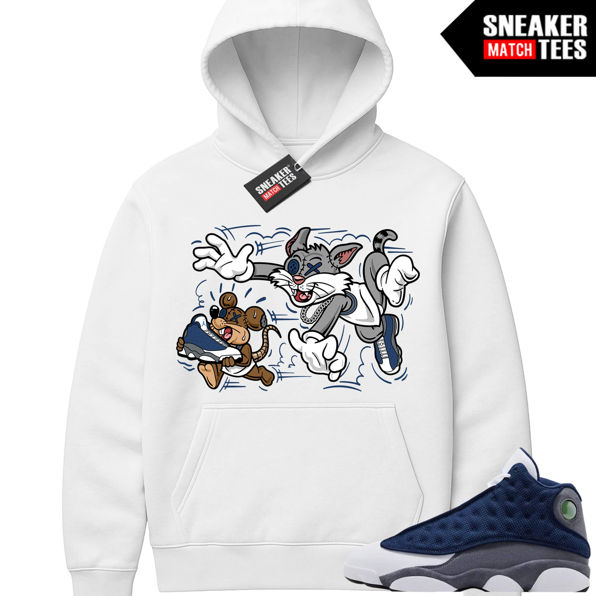 Flint 13 AJ13 Sneaker Match Graphic Hoodie White Finessed
