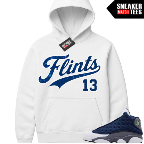 Flint 13 AJ13 Sneaker Match Graphic Hoodie White Flints Script