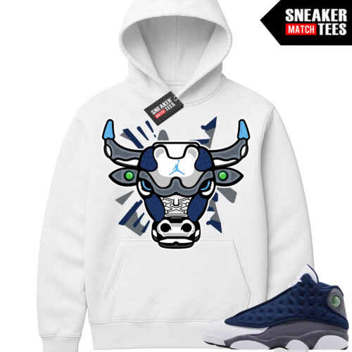 Flint 13 AJ13 Sneaker Match Graphic Hoodie White Retro Bull