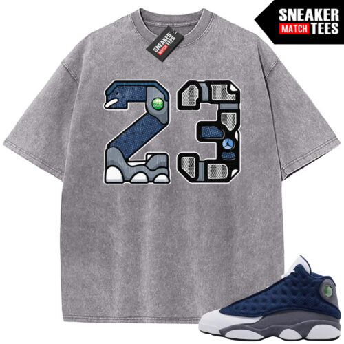 Flint 13 AJ13 Sneaker Match Vintage Wash Tee Light Grey 23 Sole