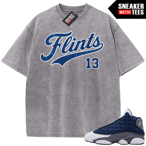 Flint 13 AJ13 Sneaker Match Vintage Wash Tee Light Grey Flints Script