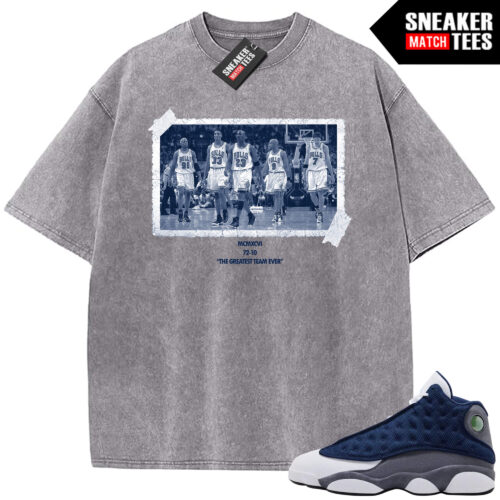 Flint 13 AJ13 Sneaker Match Vintage Wash Tee Light Grey Greatest Team Ever