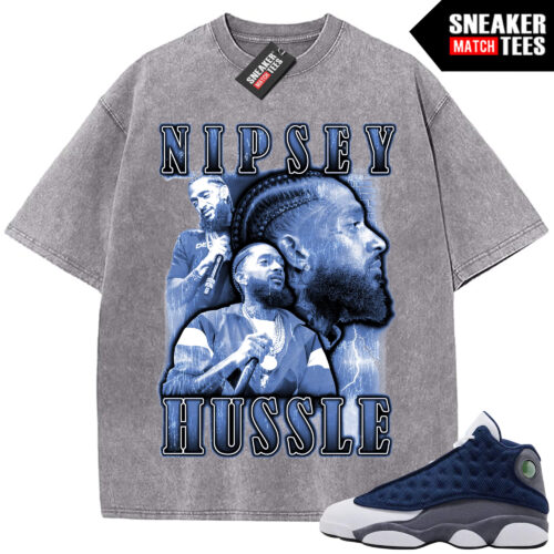 Flint 13 AJ13 Sneaker Match Vintage Wash Tee Light Grey Hussle rap