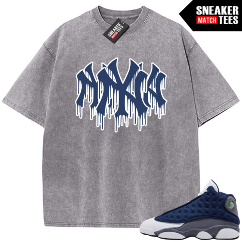 Flint 13 AJ13 Sneaker Match Vintage Wash Tee Light Grey NY Drip Triple Logo