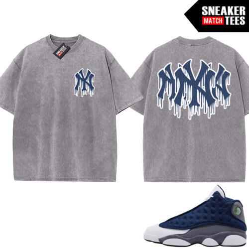 Flint 13 AJ13 Sneaker Match Vintage Wash Tee Light Grey NY Drip Triple Logo V2